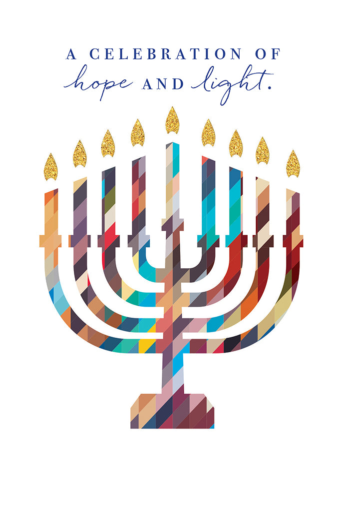 Colorful Menorah Hanukkah Card